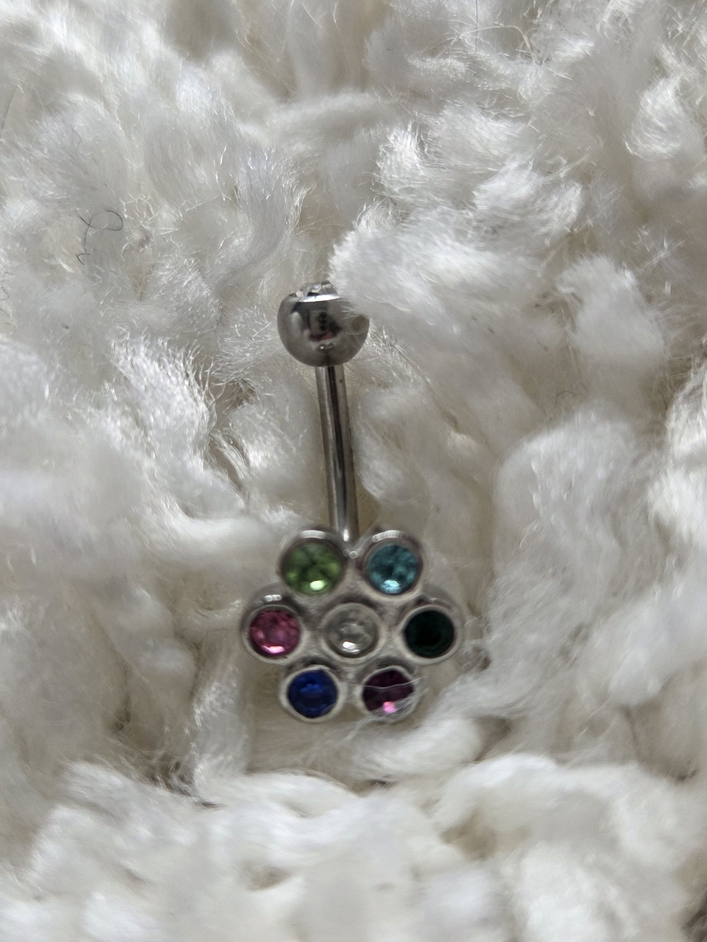 Multi-Color Gem Flower Navel Ring
